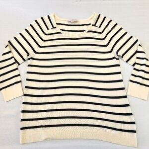 Loft Striped Cream Knit Sweater, Size XLsrge